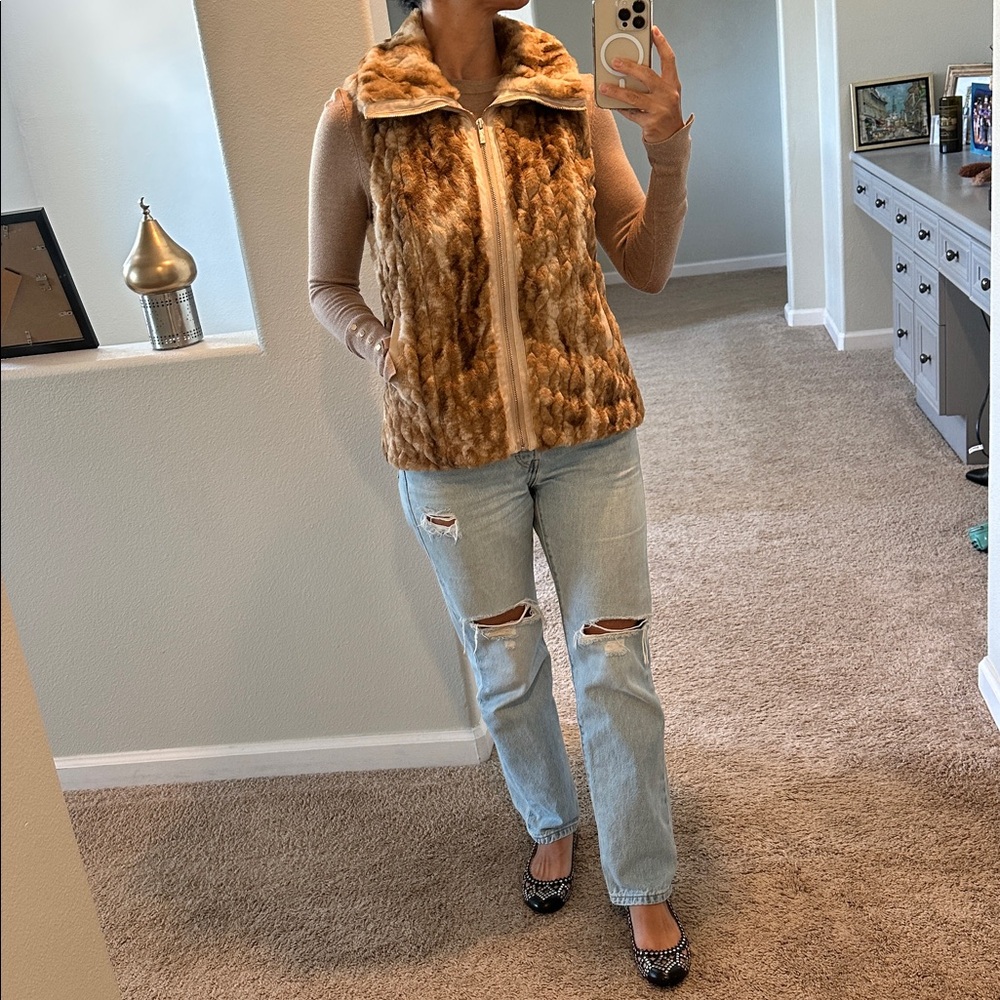 Catherine Malandrino Tan Faux Fur Vest
